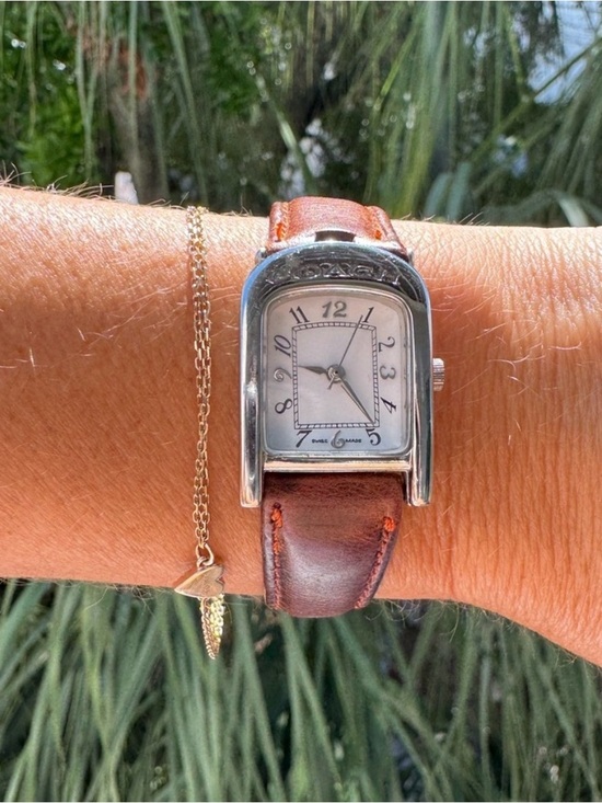 Coach Accessories - Vintage Coach Swiss Made Rectangular Leather Watch, authentic